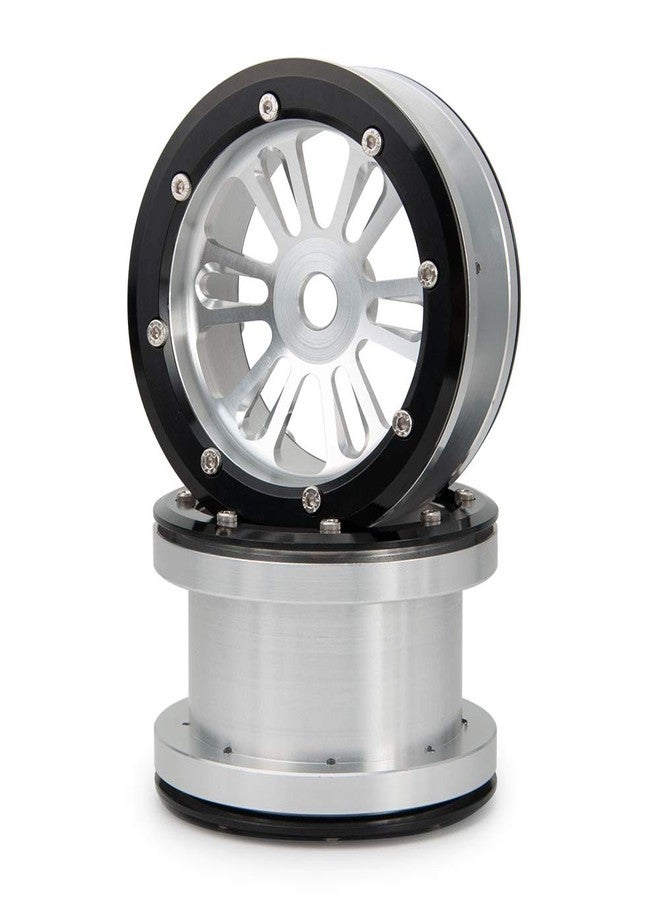 QUE-T 4pcs/Set RC Beadlock Wheel Rims, 2.2" Metal Wheel Hub for 1/10 Axial Wraith TRX4 D90 SCX10 Car (Black & Silver) - Image 4